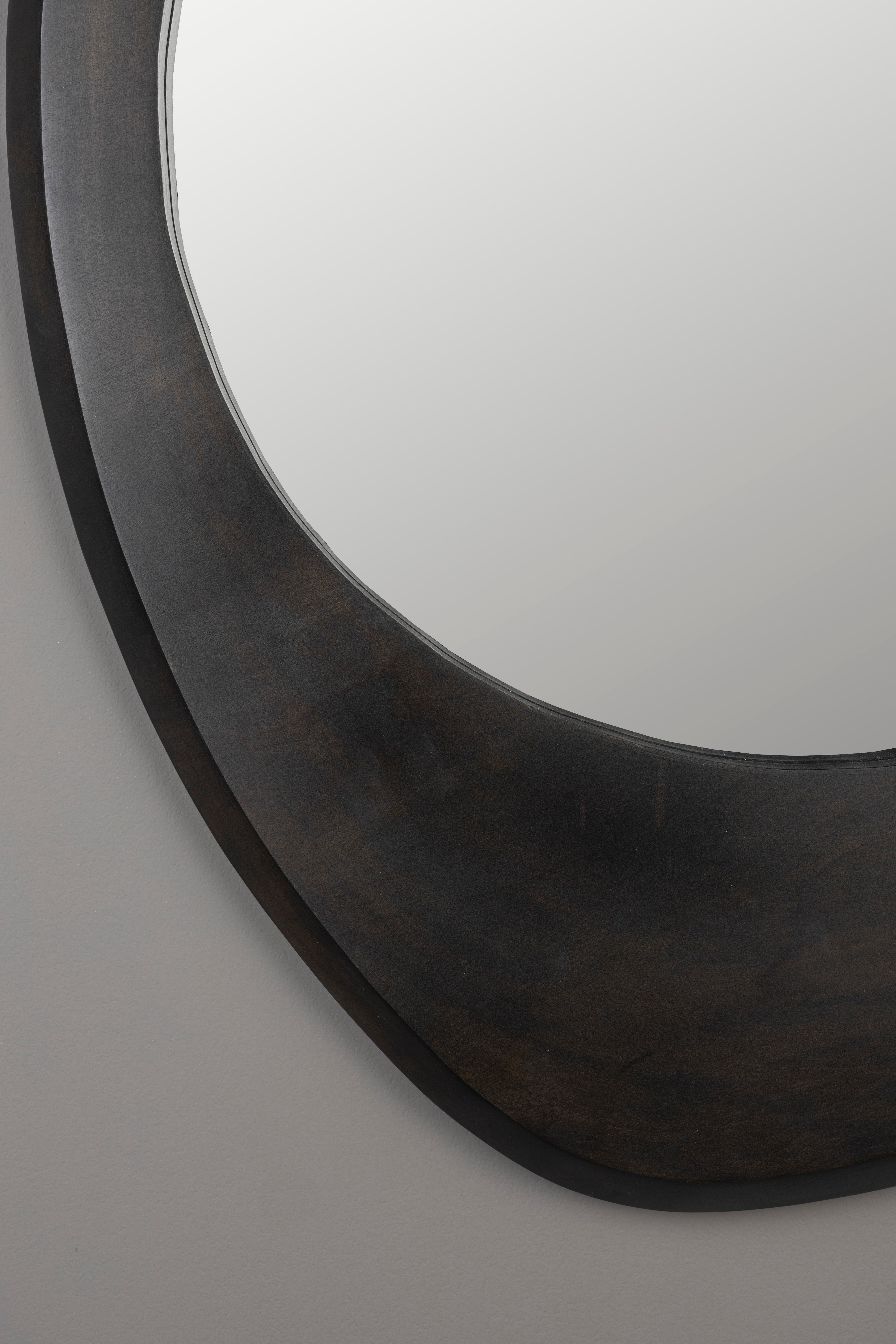 Dutchbone Aren Organic Black Wood Wall Mirror Medium